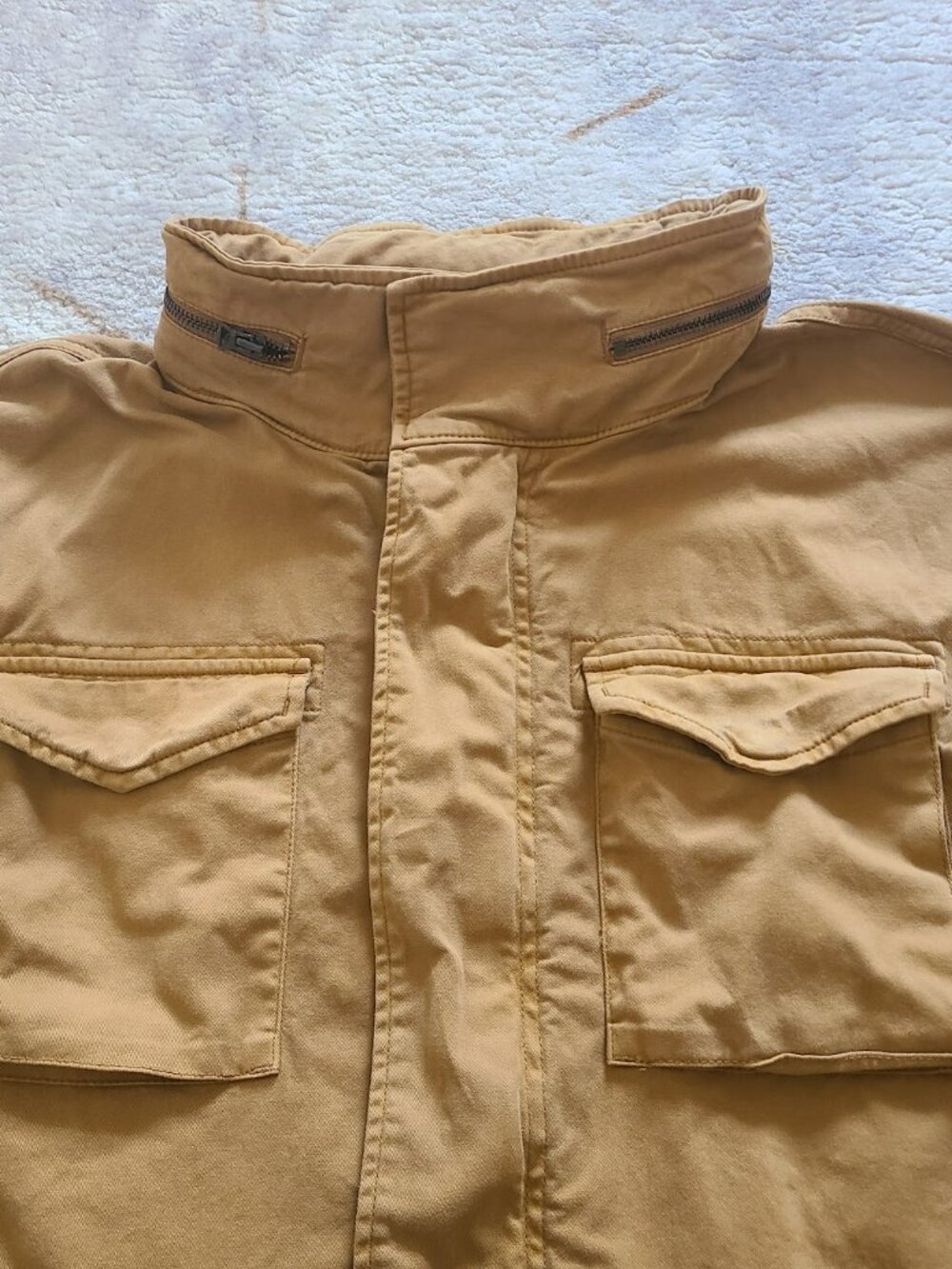 Old Navy Men XXL Tall Brown Utility Field Jacket M65 4 Pocket Hooded Cotton - Picture 12 of 12